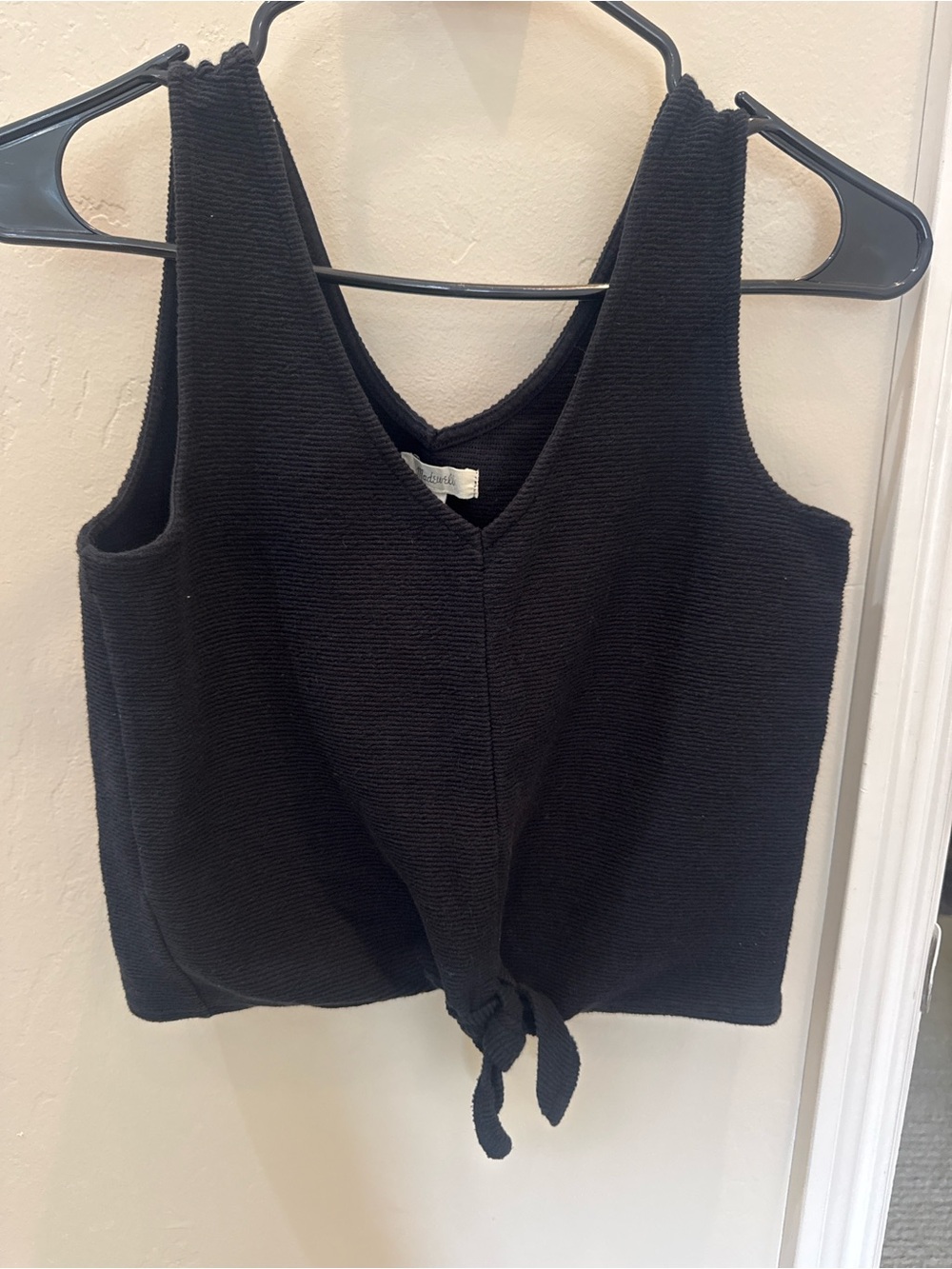 Women’s Madewell Black Knit Tie-Front Tank Top